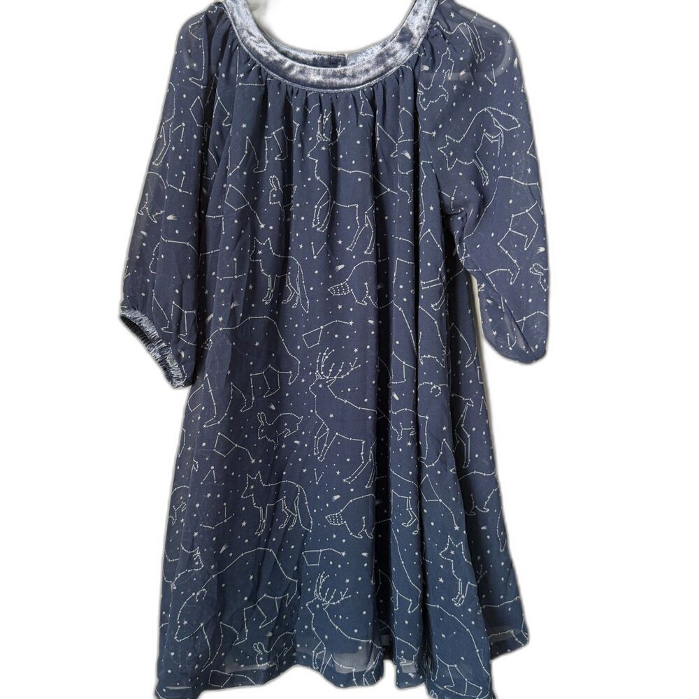 OshKosh Girls Constellation Celestial Animal Chiffon Dress Velvet Trim Sheer 5T